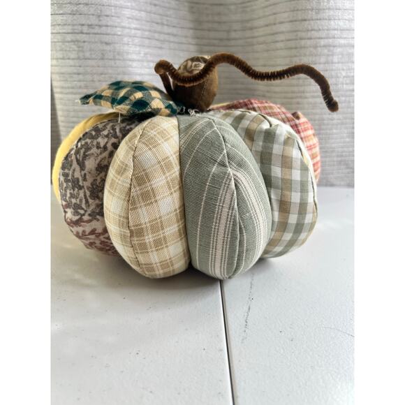 3 Fabric Handmade Fall Pumpkins 8x6 inch new condition Fall Winter Table Decore - Picture 9 of 11